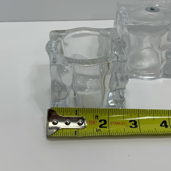 Set Of 2 Partylite Glacier Ice Cube Votive Candle Holders Glass Clear - Picture 3 of 4